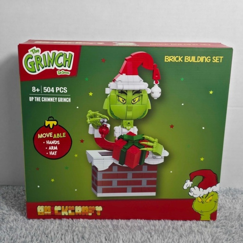 Dr Seuss The Grinch Up The Chimney 504 pc Brick Building Toy Set Brickcraft XMAS